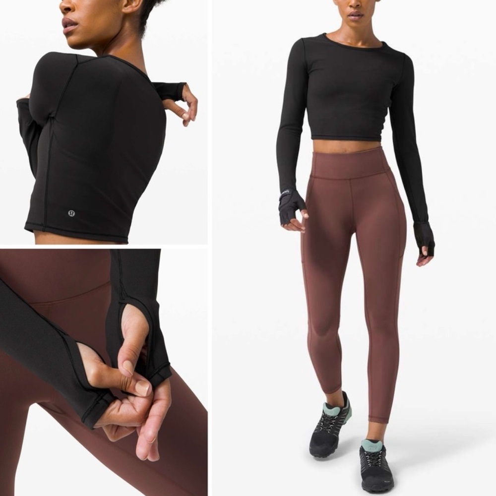 Lululemon Wunder Train Cropped Long Sleeve Shirt SIZE 8/10 (tighter fit) Black